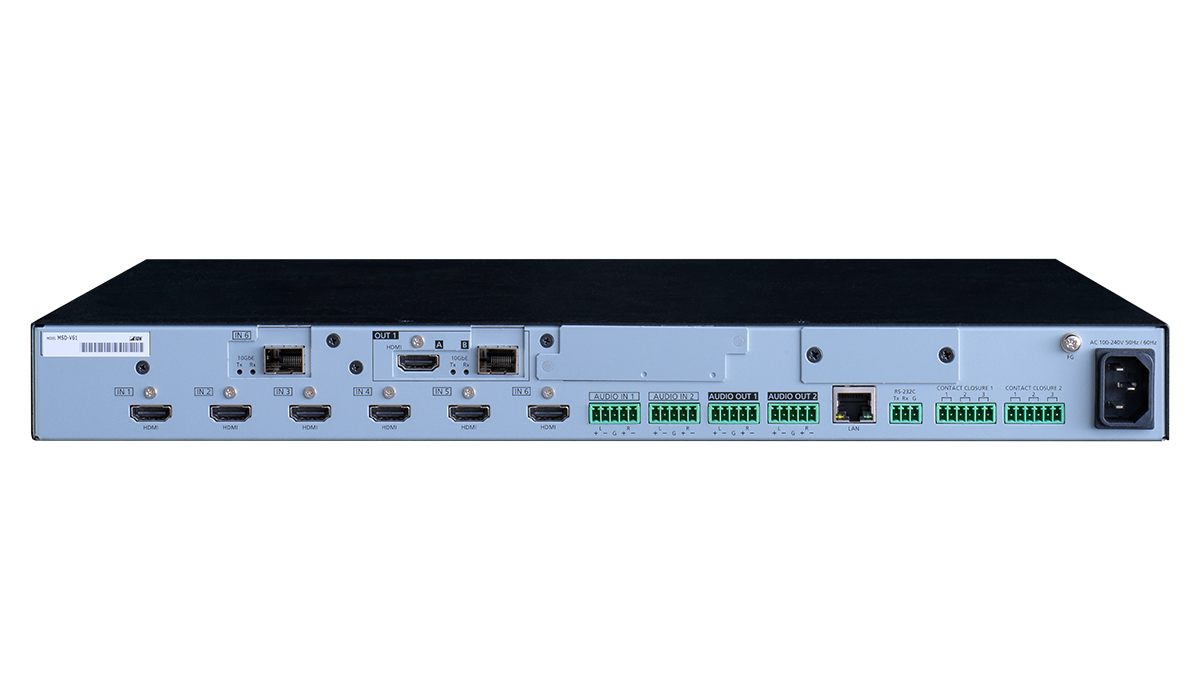 4K@60 Digital Multi Switcher with 6 Inputs and 1 Output SDVoE Output Fiber model (SFP+ module sold separately)