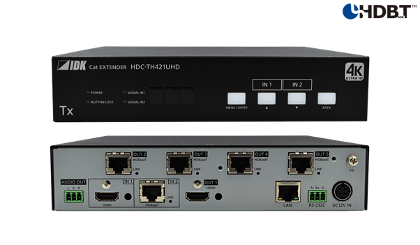 HDC-TH421UHD - 4K@60 HDBaseT Transmitter with 2 Inputs & 5 Outputs