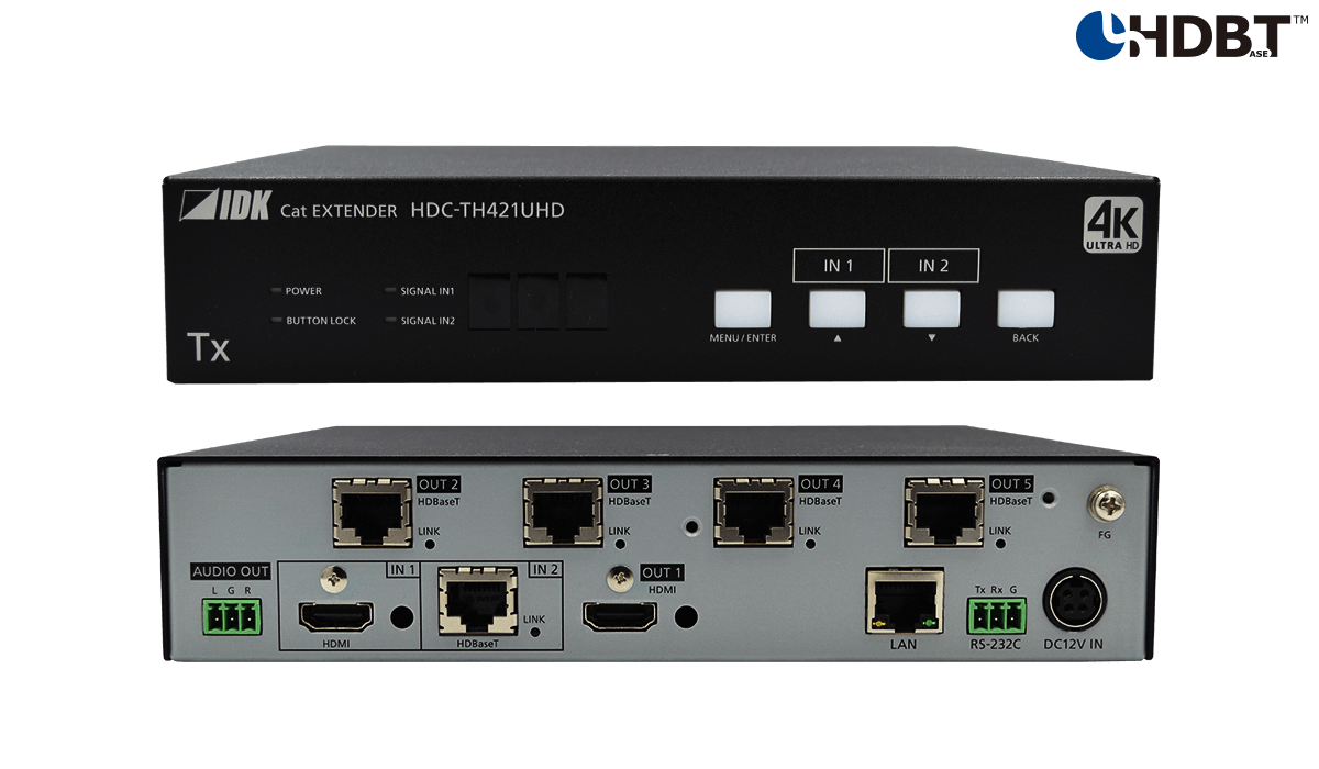 4K@60 HDBaseT Transmitter with 2 Inputs & 5 Outputs