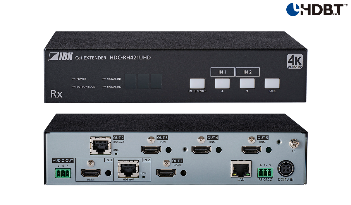 [HDC-RH421UHD] 4K@60 HDBaseT Receiver with 2 Inputs & 5 Outputs